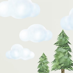 Calcomanías de pared de nubes blancas y esponjosas, paquete de 2, pegatinas de acuarela para pared, para habitación de bebé, sala de juegos, dormitorio, papel tapiz.