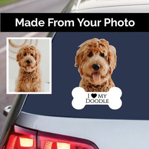 Custom Dog stickers With Personalized Bone, dog decals for car, Pet laptop stickers, personalized pet decals made from photo, dog mom gift