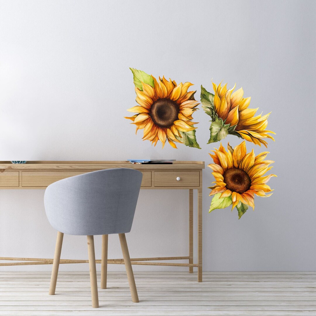 Sunflower Wall Decals Sunflower Wall Décor Sunflower Mural Etsy