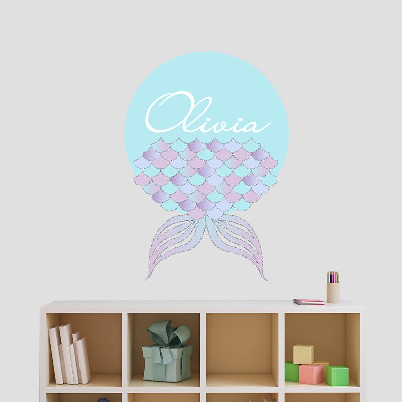 Personalized Name Wall Decal Mermaid Tail Custom Name Etsy