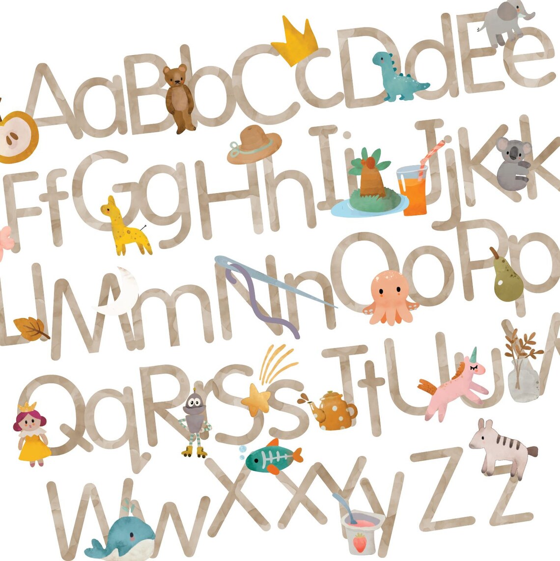 Alphabet Wall Decals | Letters With Pictures Wall Stickers A-Z, Kids ...