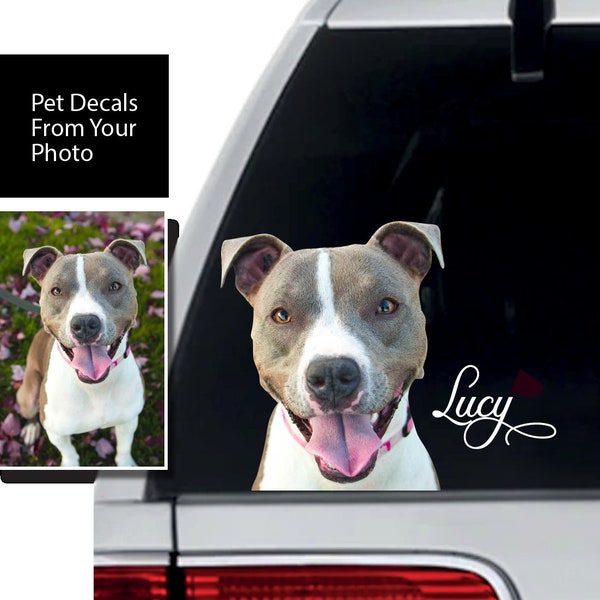 Custom pet sticker, die-cut dog decals for car, cat laptop stickers, personalized pet decals made from photo, dog mom gift, cat decal