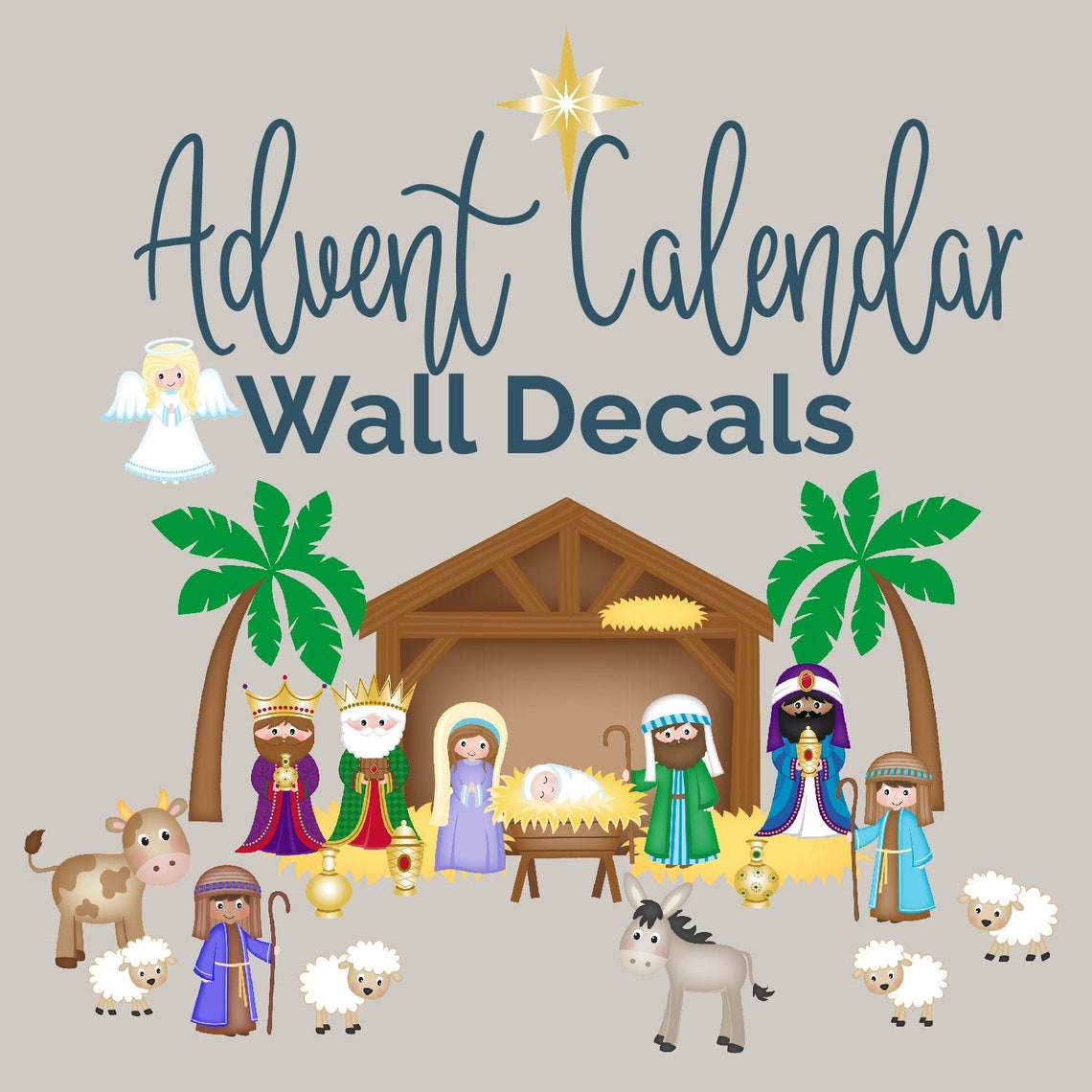 Advent Calendar Wall Decals Nativity for Kids Countdown to Etsy