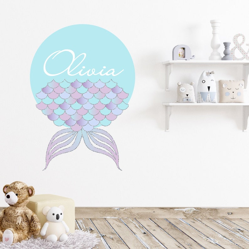 Personalized Name Wall Decal Mermaid Tail Custom Name Etsy