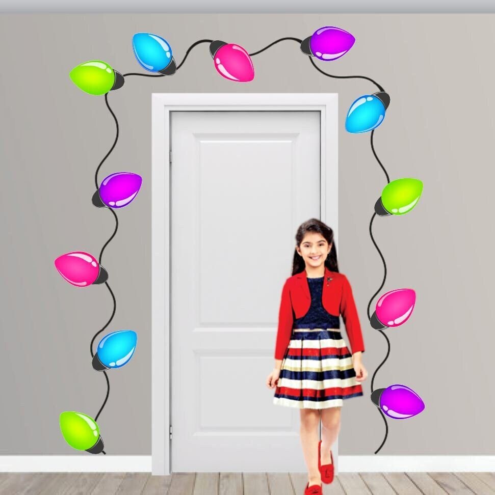 Reusable Christmas Wall Decal Big Holiday Lights For Walls Large Christmas Lights Christmas Decoration Removable Wall Decals