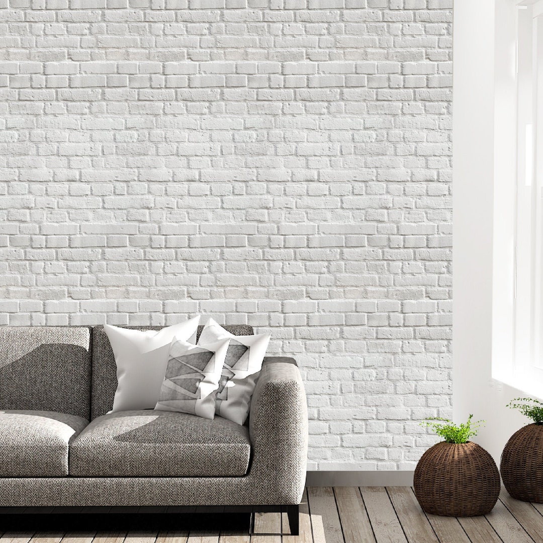 Brick Wall Decal White Gray Faux Brick Wall Removable Wallpaper Bricks