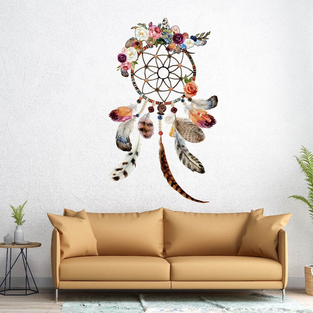 Boho Dreamcatcher Removable Wall Decals | Bohemian Flowers Fabric ...