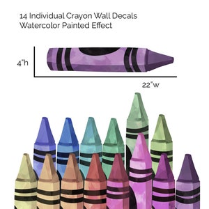 Crayon Wall Decals | Soft Rainbow Color Crayon Wall Stickers for ...