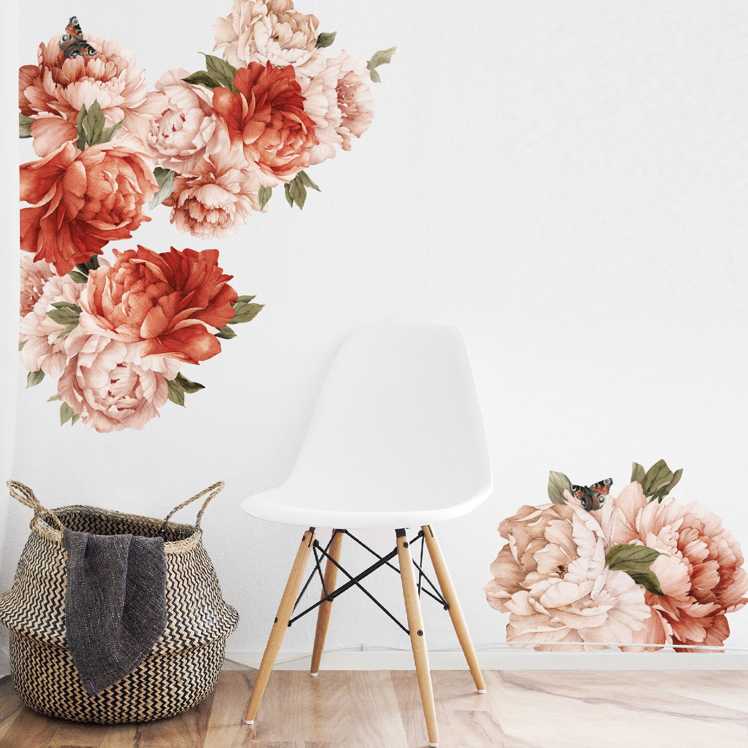 Large Peony Flower Wall Decals Peonies Wall Stickers Floral Wallpaper ...