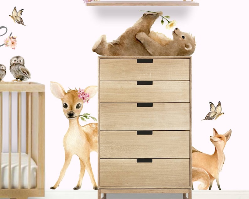 Woodland Animal Removable Wall Decals Wallpaper Stickers Etsy