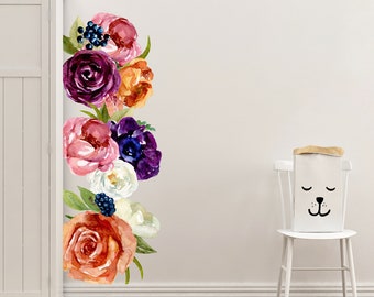 Floral Wall Decals | Watercolor Bohemian Flowers  Removable Fabric Wallpaper Stickers | Nursery Apartment Dorm Photography Wall Decor