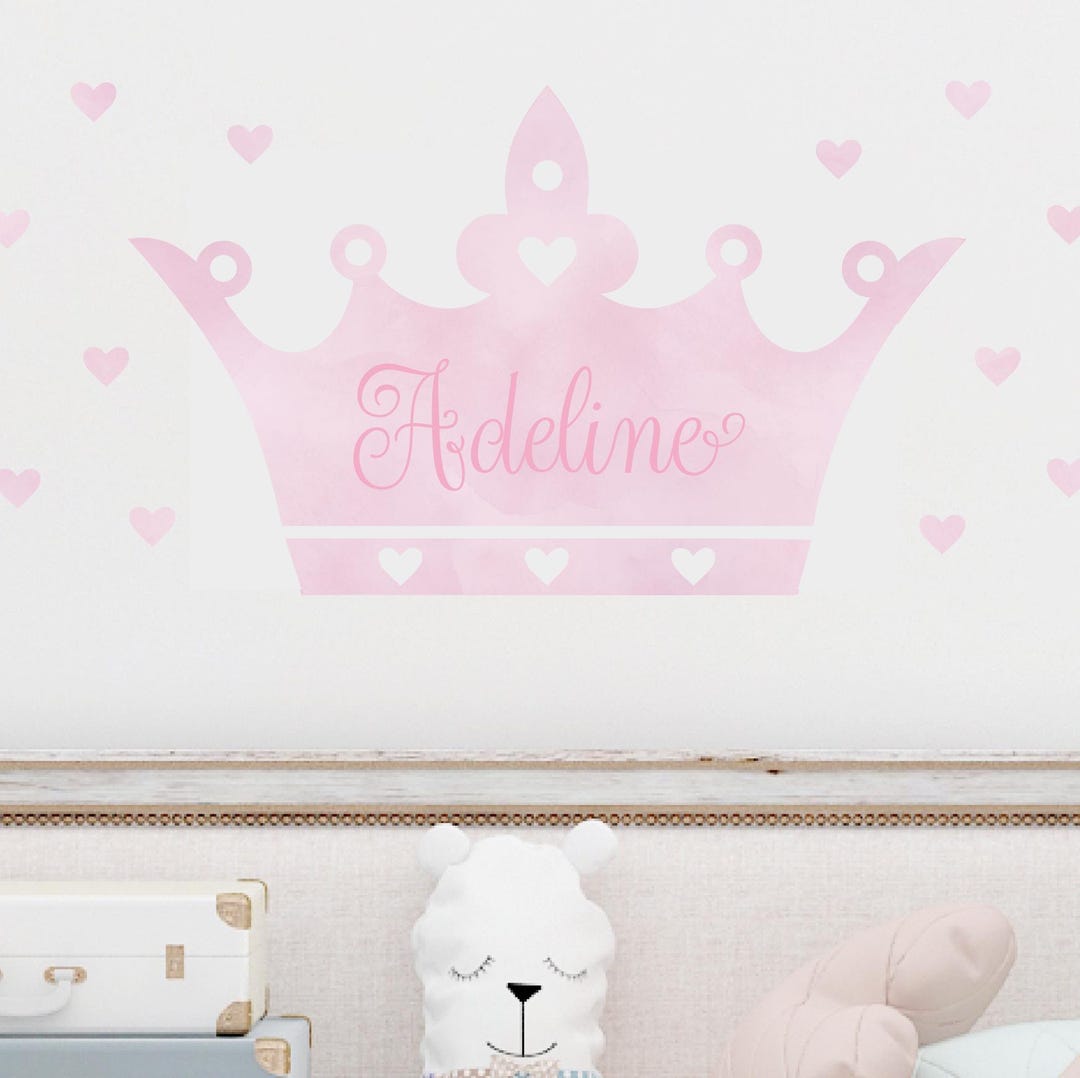 Tiara Crown Wall Decal | Custom Name | Princess Room Wall Sticker Decor ...