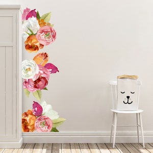 Large Flower Wall Decals | Watercolor Bohemian Flowers Removable Fabric Wallpaper Stickers | Nursery Apartment Dorm Photography Wall Decor