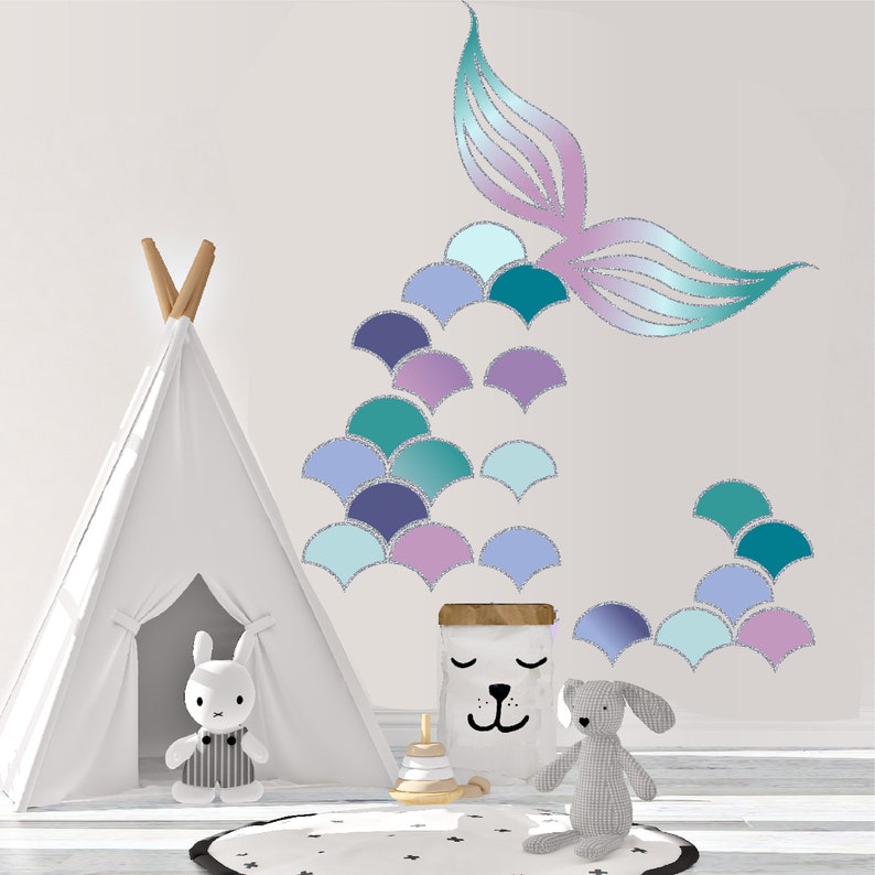 Mermaid Tail Scales Removable Wall Decal for Girls Room Playroom ...