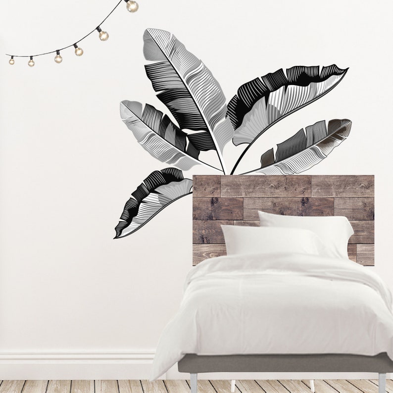 Tropical Palm Banana Leaves Wall Decals Black and White Palm Etsy