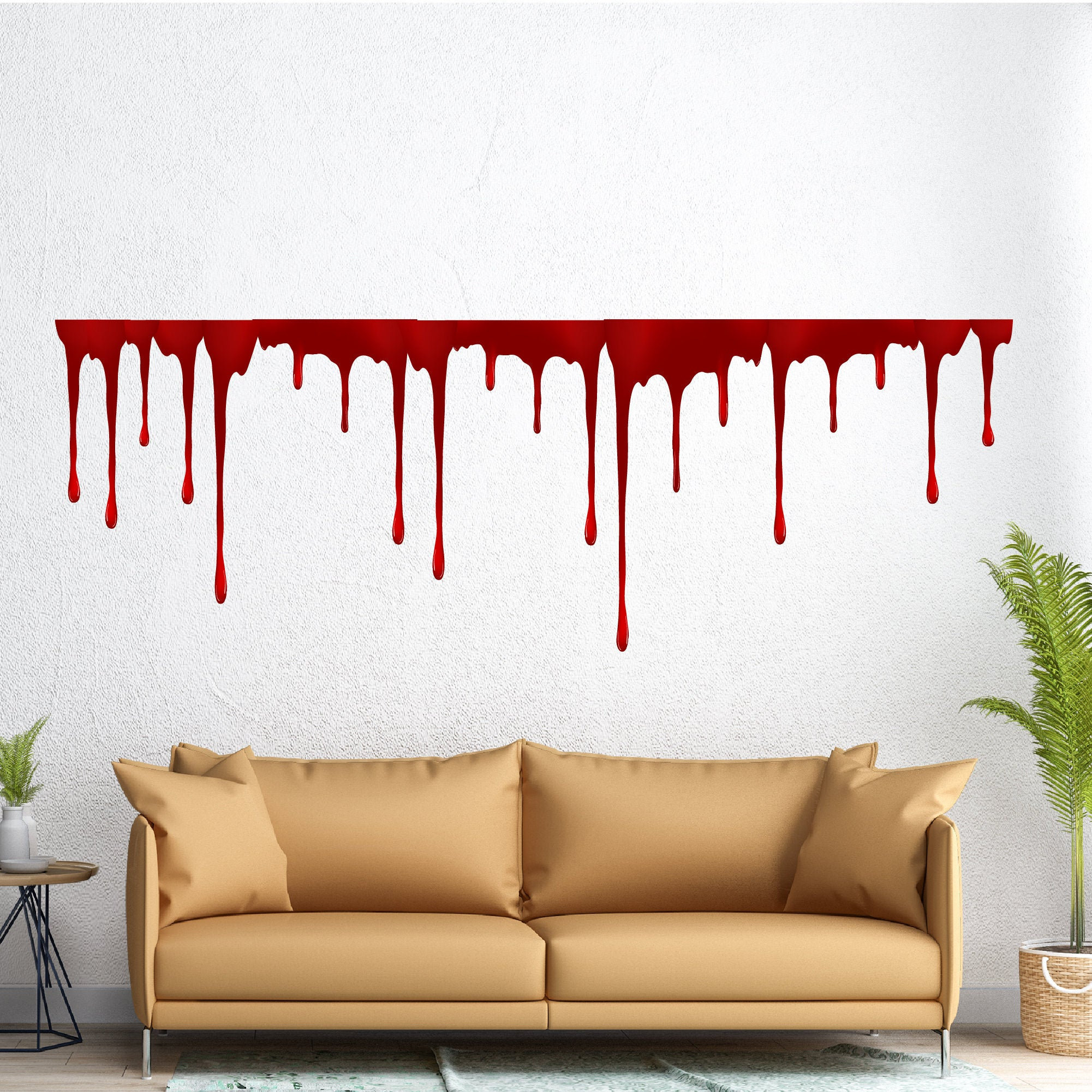 Halloween Wall Decal Party Decoration Halloween Decor Spooky Blood Drips Reusable Wall Stickers Creepy Reusable Fabric Wall Cling