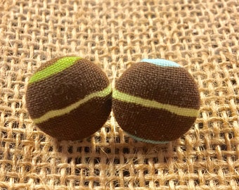 Line Up - Fabric Button Earrings