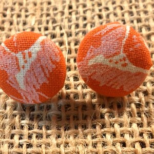 Color me Orange Fabric Button Earrings image 1