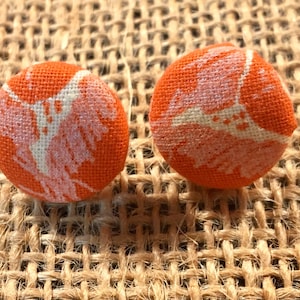 Color me Orange - Fabric Button Earrings