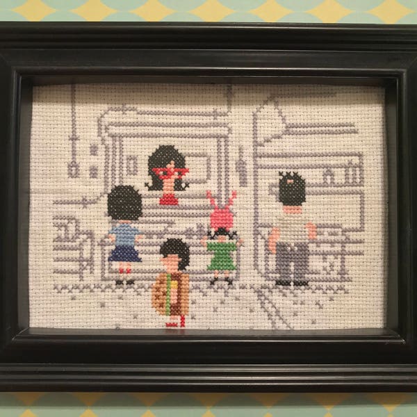 Bob's Burgers 8-Bit Restaurant Scene Cross Stitch