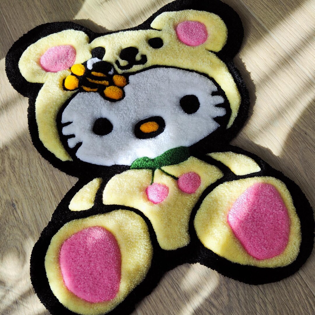 Cute Kitty Tufted Rug – Pink Cartoon Cat Carpet for Girls Room, Kawaii ...