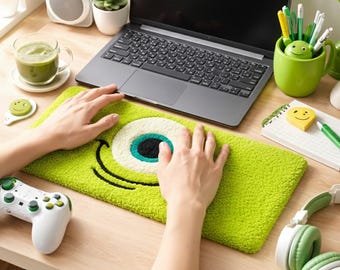 Keyboard Wrist Rest Rug – Tufted Gaming Desk Mat, Olive Green Cute Handmade Keyboard Rug