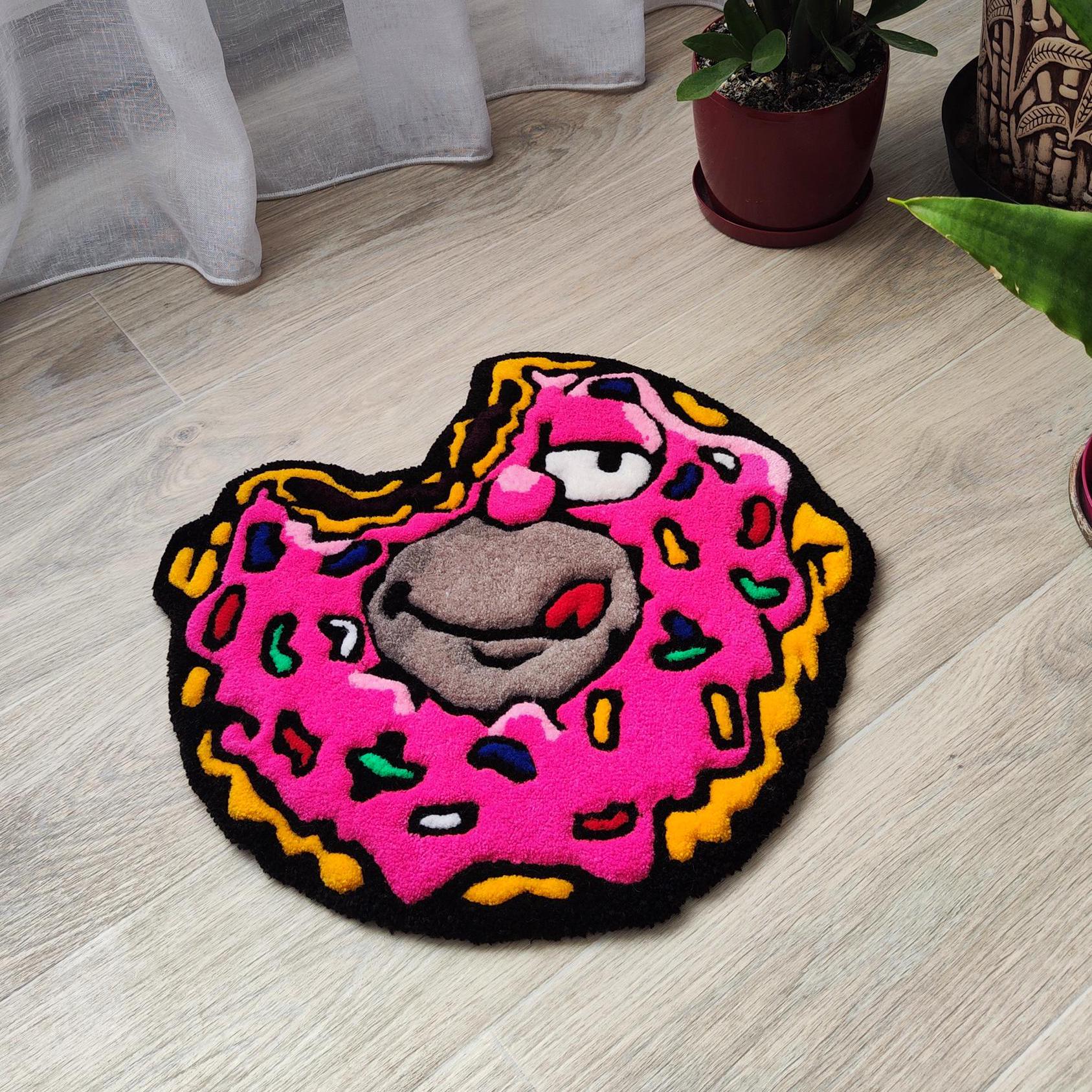 Tufted Rug, Cartoon Donut Rug, Funny Pop Art Home Decor, Handmade Gift ...