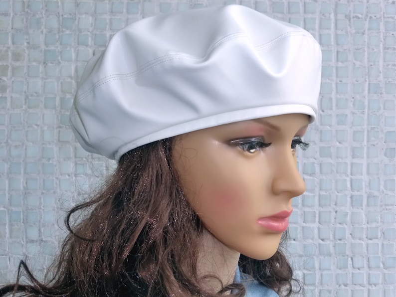 Beret White Women Hat Leather Beret White Leather Hat White Etsy