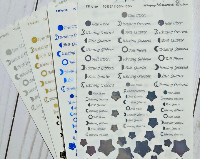 Moon Phase Stickers, Foil Stickers, Moon, Phase, Planner Stickers ...