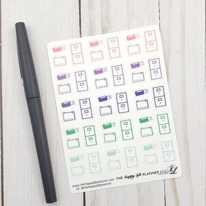 Rug en bestand planner stickers, maak een Back-up van bestanden en bestand papierwerk, archiefkast USB-stickers, stickers planner, functionele stickers
