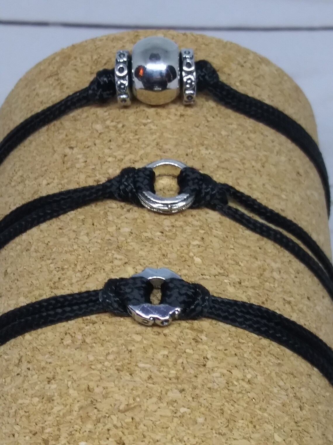 Unisex Black Cord Bracelet with metal findings Etsy