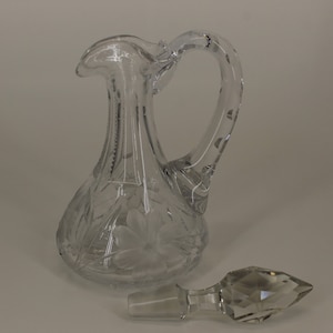 CRYSTAL Cruet Caster AMERICAN BRILLIANT With Stopper for Oils, Lemon Juice, Wine Brilliant Period Cut Glass 7.75&#39;&#39;