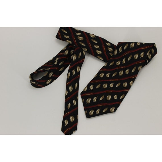 TOM JAMES Men's All Silk Necktie Color Black/Brow… - image 2