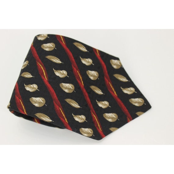 TOM JAMES Men's All Silk Necktie Color Black/Brow… - image 1