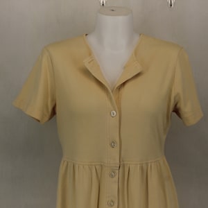 TALBOTS Women&#39;s Cotton DRESS Size SP Color Pastel Yellow Short Sleeve Two Pockets