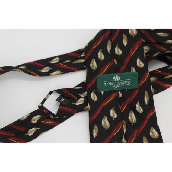 TOM JAMES Men's All Silk Necktie Color Black/Brow… - image 4