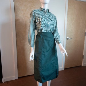 1970s green gingham set | 70s long-sleeved blouse and midi skirt | vintage outfit | size small