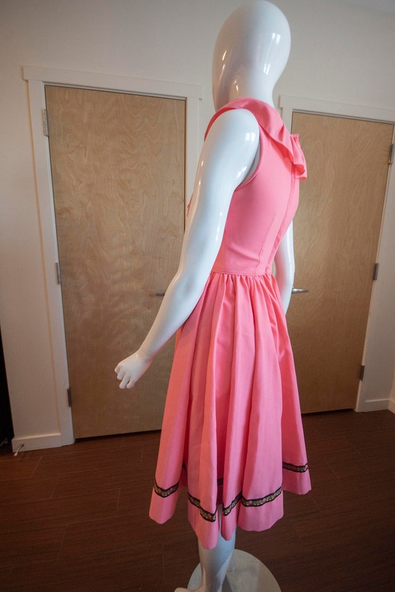 Neon pink '70s folk dress | Vintage A-line midi w… - image 3