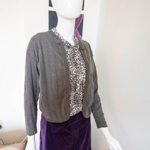 Ms. Organically Grown &#39;80s cardigan | grey striped knit sweater with buttons | vintage outerwear | size large