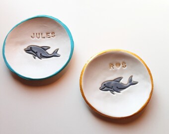 Dolphin Personalized ring Dish/Ring Bowl/Jewelry Dish/Bridesmaids/Engagement Gift/Gift for Her/Gift for Him/Trinket Dish/Birthday Gift