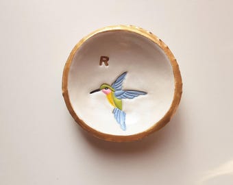 Plato para anillos de colibrí/Plato para anillos de pájaro/Regalo para damas de honor/Regalo de cumpleaños/Regalo para mamá/Regalo para ella/Regalo de aniversario/Regalo de colibrí/Regalo nupcial