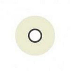 May include: A round, off-white object with a black circular center. The object appears to be a washer or a similar component, likely used in mechanical or construction applications. The design is simple and functional.