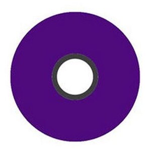 May include: A solid purple disc with a white center hole and a dark gray ring around the hole. The disc is a flat, circular shape, and the color is a deep, saturated purple.