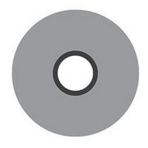 May include: A gray, circular washer with a black inner ring and a white center. This hardware component is designed for use in various mechanical and construction applications. The washer's design provides even distribution of pressure.