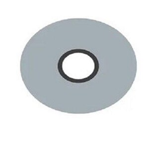 May include: A gray, circular washer with a black inner ring and a white center. This hardware component is designed for use in various mechanical and construction applications. The washer's dimensions are not visible.