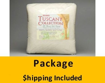 TW60 Hobbs Tuscany Washable 100% Wool Batting (Package, Throw 60 in x 60 in) shipping included*