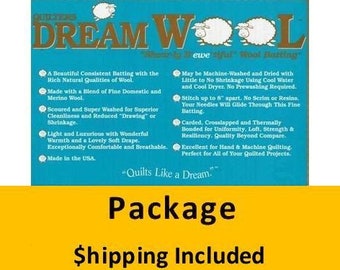 WOOLQPK Dream Wool Batting (Package, Queen 93 in x 108 in) shipping included*