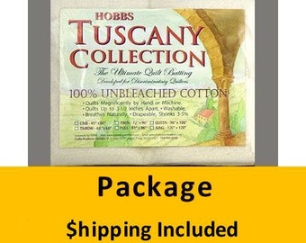 TU72 Hobbs Tuscany Unbleached 100% Cotton Batting (Package, Twin 72 in x 96 in) shipping included*