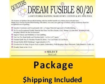 FUSETHPK Dream Fusible 80/20 Batting (Package, Throw 60 in x 60 in) shipping included
