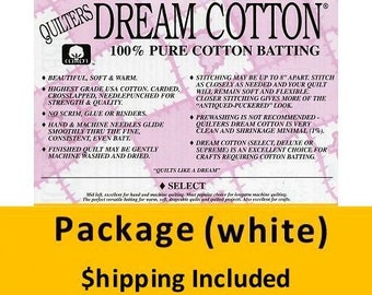 W4QPK Dream Cotton White Select Batting (Package, Queen  93 in x108 in) shipping included*